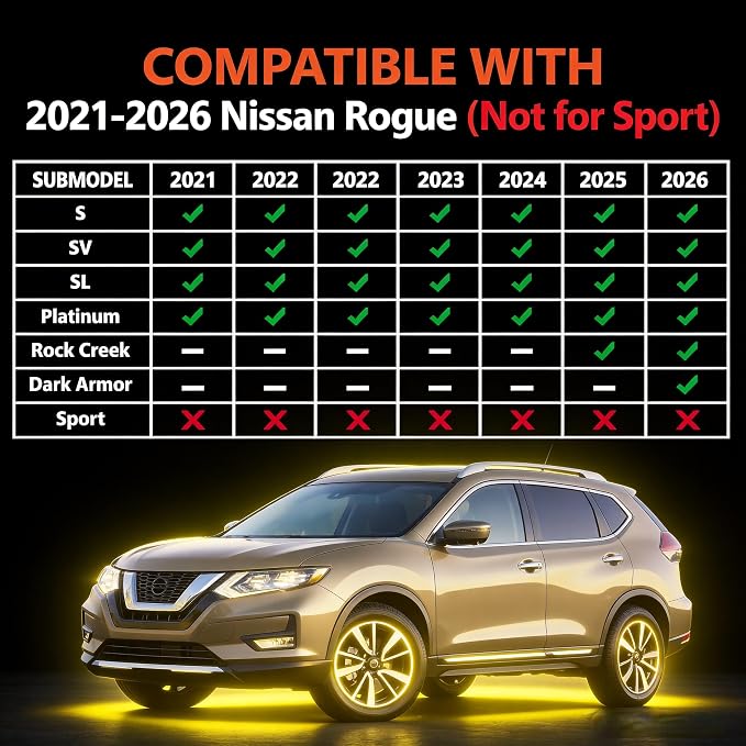 3W Floor Mats & Cargo Mats for Nissan Rogue 2021-2026 S/SV/SL/Platinum, Custom Fit TPE All Weather Floor Liner for Rogue Accessories Full Set Car Mats & Trunk Mat (Not Fit Rogue Sport), Black