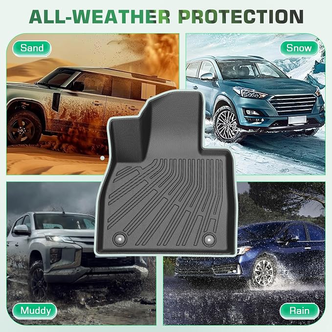 Floor Mats for Chevy Traverse 2007-2017 | 2008-2017 Buick Enclave | 2007-2017 GMC Acadia | 2007-2010 Saturn Outlook All Weather Custom Fit TPE Floor Liners for Traverse 1st, 2nd and 3rd Row
