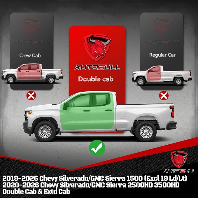 6 Inches Double & Extd Cab Running Boards Side Steps Compatible with 2019-2026 Chevy Silverado/GMC Sierra 1500 (Excl 19 Ld/Lt, 2020-2026 2500HD 3500HD, Stainless Steel Step Bars