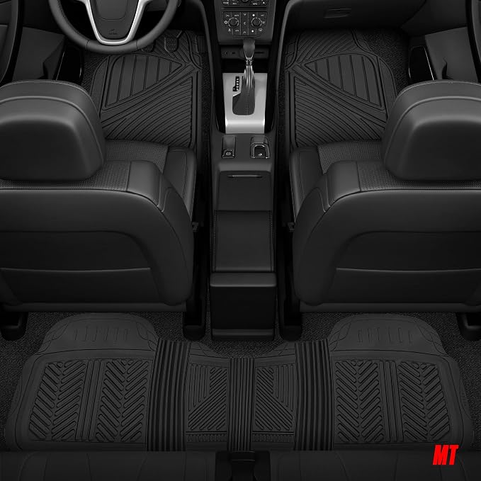 Motor Trend 3 Row Odorless Rubber Floor Mats & Liners for Car SUV Van, Durable Heavy Duty Polymerized Latex Full Interior Protection, Extra-High Ridgeline Design, Black, Model Number: MT-773-801-BK