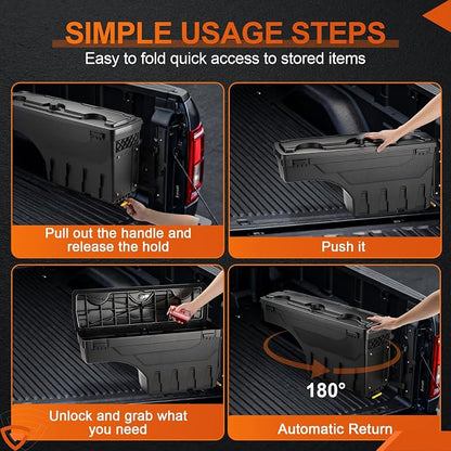 GEARLAST Truck Bed Storage Box Fit for Ford F-250/350 Super Duty 2017-2025 Passenger Side,Right Toolboxs SwingCase