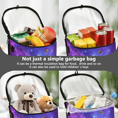 senya Car Trash Can, Garbage Can, Waste Basket - Leak-Proof, 11" x 9" x 7", Purple, Fabric, 693 Cubic Inches