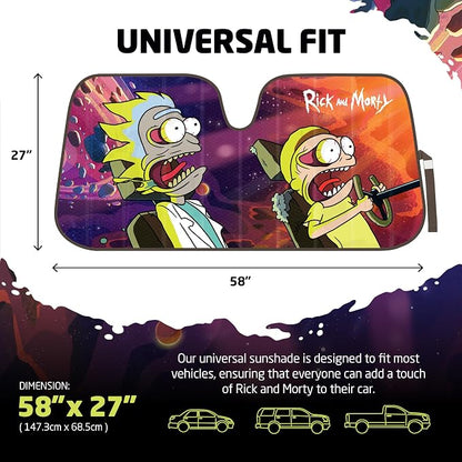 Rick and Morty Car Windshield Sun Shade Accordion Style Sunshade for Car Window Cartoon Car Sun Shade Rick and Morty Car Accessories