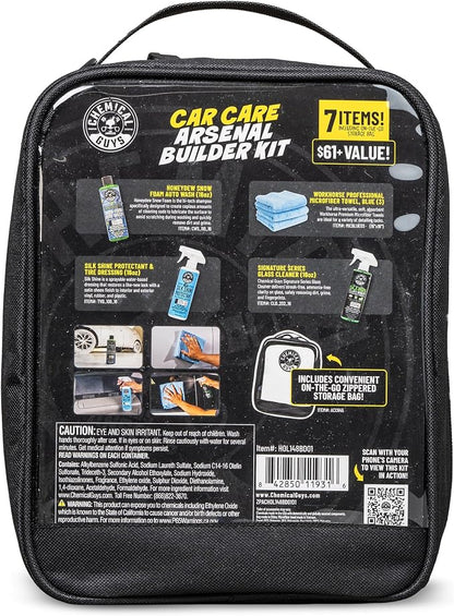 Chemical Guys Exterior Wash And Shine Kit With Storage Bag Car Wash Soap Glass Cleaner Tire And Trim Dressing Microfiber Towels Giftable Car Care Set