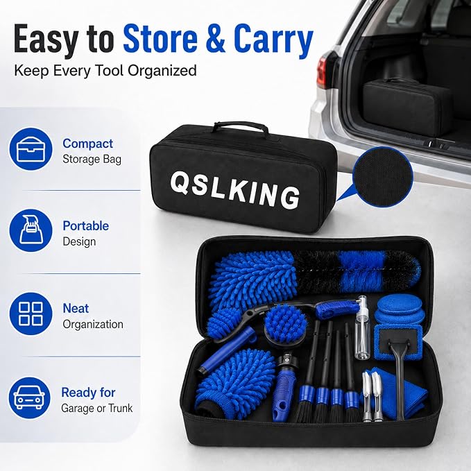 30 PCS Car Detailing Kit - Car Cleaning Wash Brush Set, Auto Interior Detailing Washing Brush Kit Tool, Car Cleaning Supplies, Exterior Wheel Drill Brush, Automotive Tools Detailing Brushes