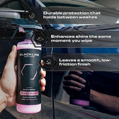 Blackline Car Care - Speed Gloss Quick Detailer Spray & Car Shine - Versatile, Fast Cleaning for a Streak-Free, Quick Detail and Glossy Finish on All Vehicle Surfaces (64 Fl Oz)