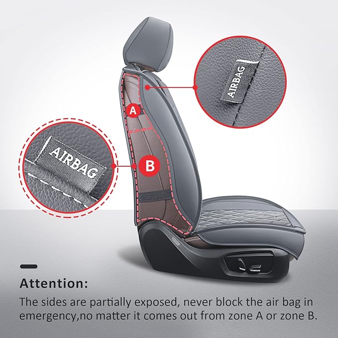 MIROZO Ram Front Seat Covers Grey, Seat Cover for Trucks Car Seat Protector Compatible with 2009-2026 RAM 1500/2500/3500 Crew Quad Cab Pickup Cushions (2 PCS Front,Gray)