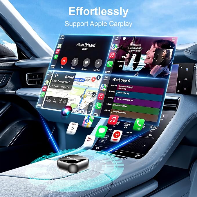 Wireless Carplay Adapter for iPhone Apple, 2026 Mini CarPlay Dongle, Plug & Play, No Delay, Convert Wired to Wireless Bluetooth Apple Carplay, with USB&USB-C, for iOS 10+ and 2016+ Cars