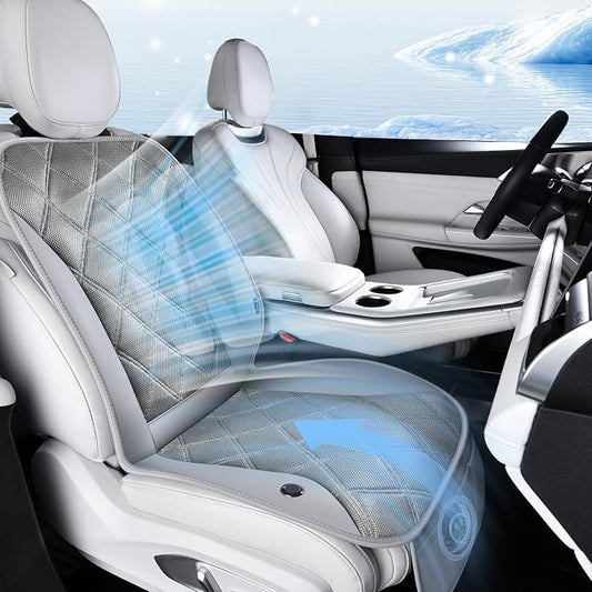 FLORICH Cooling Car Seat Cushion Front Seat Ventilated Car Seat Cover 2-Hours Auto Off Cooling Mat for Car Seats with 3-Speed Adjustable Universal Fit for 12V/24V Car SUV Truck Van for Summer, Gray