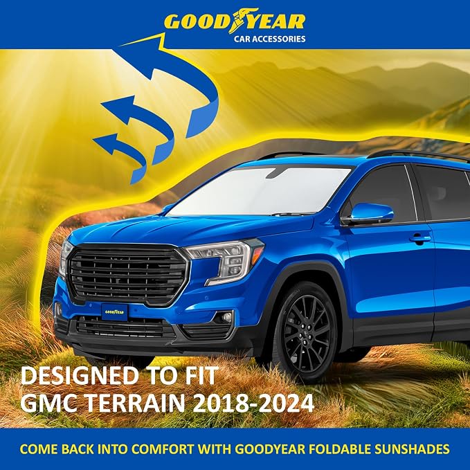 Goodyear Foldable Windshield Sunshade for GMC Terrain 2018-2024, Car Accessories, Sunshade Cover, Sun Shade Car Windshield, Window Sun Blocker - GY008341