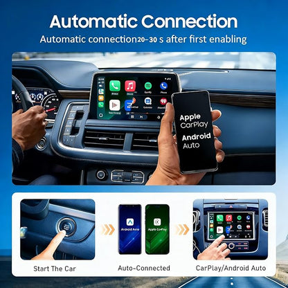 New Wireless Carplay Adapter for Apple iPhone & Android，Multi-User, No Latency - Convert Wired to Wireless Car Play Adapter for iOS 10+/Android 11+/Type-C Port with 2016+ Car