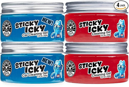 Chemical Guys Sticky Icky Car Cleaning Gel, Green Apple & Sweet Strawberry Scent - Detailing Kit, Car Dust Crevice Cleaner, Slime Auto Air Vent, Cleaning Putty for Keyboard Cleaner (4 Pack) - CJK1004