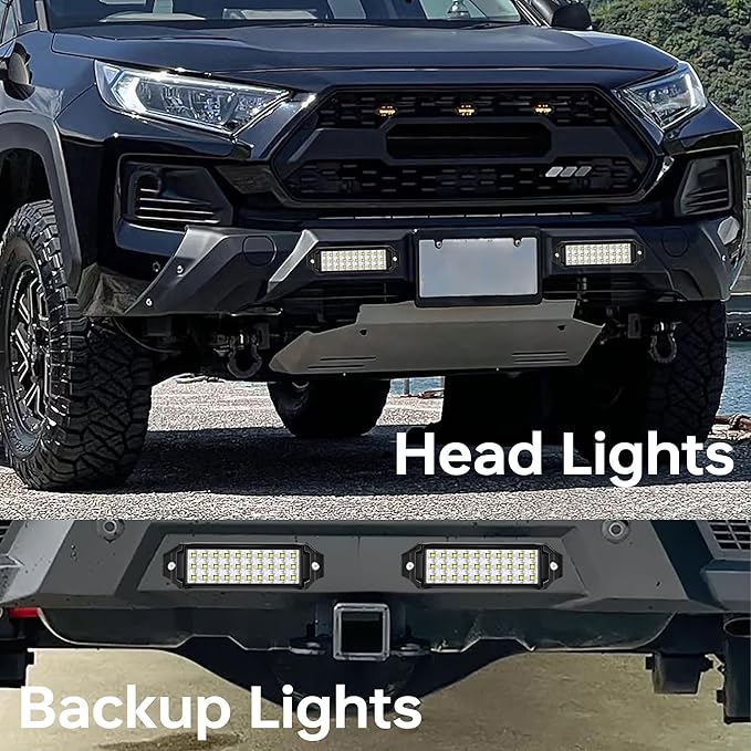 Flush Mount LED Pod Lights, 2PCS 40W Bumper Backup Reverse Spot Off-Road Driving Fog Work 6 Inch LED Light Bar for Truck ATV UTV Boat (White)