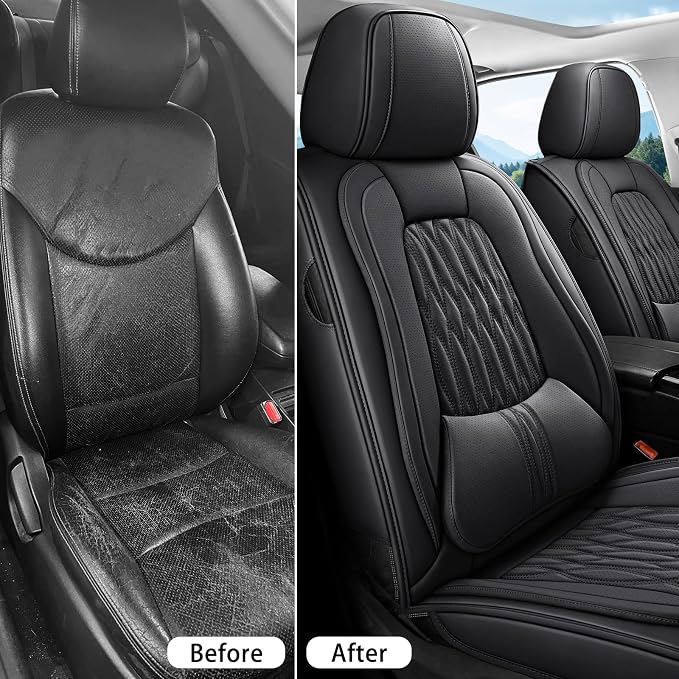 WELLDO Car Seat Covers, Black, w02 | Waterproof, Scratch-Resistant, Breathable & Easy to Clean, Universal Fit for SUV Sedan Truck, Full Set