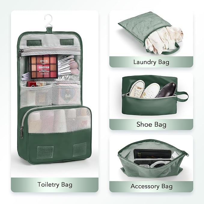 OlarHike 10-Pack Compression Packing Cubes for Travel Essentials,Compressible Expandable Packing Cubes for Suitcase,Luggage Garment Bags for Travel,Handy Helper for Organizing Clothes(Dark Green)