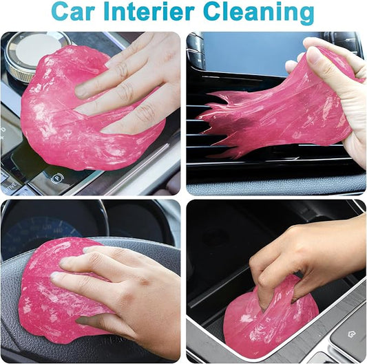 FiveJoy 4Pack Car Cleaning Gel, Car Gel for Cleaning for Interior, Reusable & Durable Detailing Tools, Dust Cleaner Gel for Keyboard Vent Cleaner Pink Slime Goop (640g/22.4oz)
