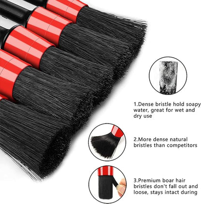 HMPLL 10pcs Auto Car Detailing Brush Set Car Interior Cleaning Kit Includes 5 Boar Hair Detail Brush,3 Wire Brush, 2 Air Vent Brush for Cleaning Car Interior Exterior, Dashboard Engines Leather Wheel