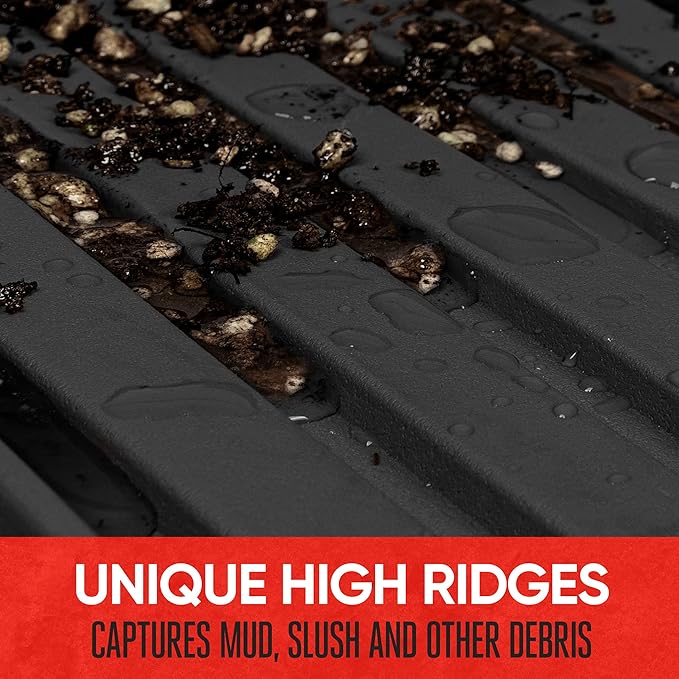 Motor Trend FlexTough™ Advanced Black Rubber Car Floor Mats – Heavy Duty Trim to Fit All Weather Floor Mats for Cars Truck SUV - Automotive Car Interior Floor Liner Protection - Universal Fit