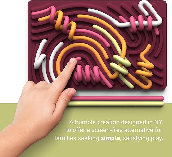 Pushpeel Sensory Activity Board: Silicone Fidget Toy for Calming, Stress, Anxiety, ADHD & Autism | Silent, No Mess | Kids 3+ & Adults | Includes Portable Travel Bag & 11 Strings