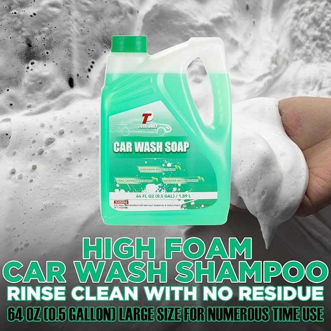 Tool Daily Short Pressure Washer Gun with Foam Cannon, Car Wash Soap 64 Oz, 5 Power Washer Nozzle Tips, 1/4 Inch Quick Connect