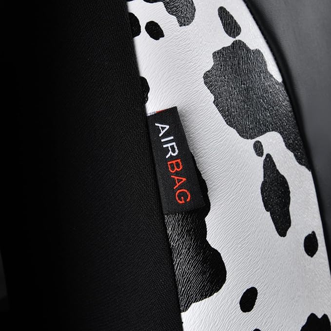 Flying Banner Butterfly car seat Covers ful Set Fashion Universal Lady Woman Female Rear Bench Split Colorized (Full Set - Faux Leather, Cow Print)