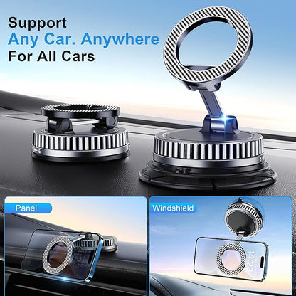 Car Phone Holder for Magsafe [2026 89+LBS Suction & 3700gf Magnetic] 360° Adjustable cell Phone Mount, Phone Holders for Your Car Dashboard & Windshield Shower & Wall Mounts for iPhone 17-12 Series