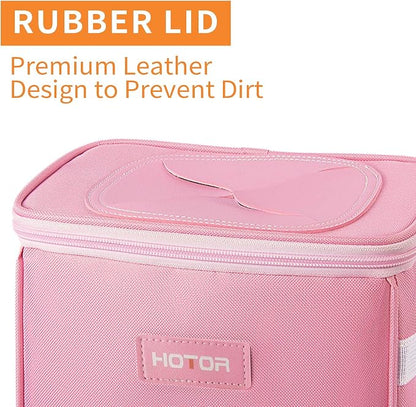 HOTOR Car Trash Can with Lid and Storage Pockets - 100% Leak-Proof Organizer, Waterproof Garbage Can, Multipurpose Trash Bin for Car, 2 Gallons, Pink