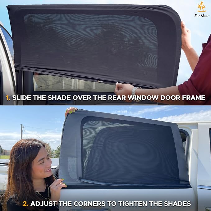 EcoNour Car Rear Window Sun Shades Compatible for Subaru Outback | 2Pack Breathable Shade - 100% UV & Mosquito Protection | Rear Window Covers for Privacy & Blackout | Car Window Accessories