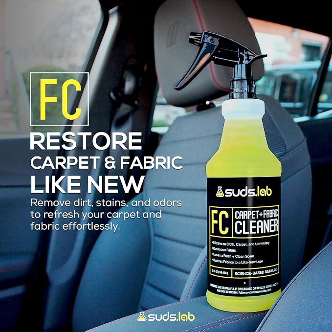 Suds Lab FC Carpet & Fabric Cleaner Interior Upholstery, Car Detailing for Seat, Cloth, Stains and Removes Odor with Clean Fresh Scent, 32oz.