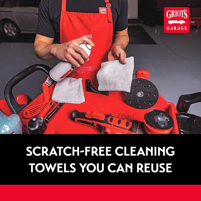 Griot's Garage Microfiber Edgeless Utility Towels for Car Cleaning and Detailing, Lint-Free, Ultra-Absorbent Wash Cloths, 12" x 12", Pack of 50, Grey, 14331
