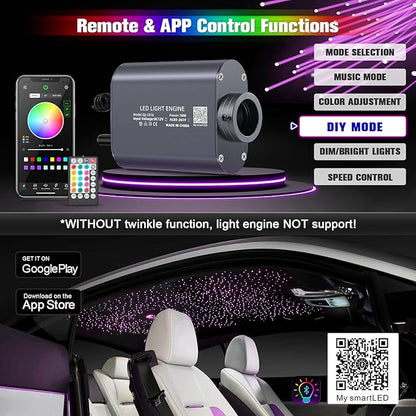 Meteor 16W Starlight Headliner Kit, Star Light Headliner with Bluetooth APP/Remote/Music Mode, Fiber Cable 550pcs*0.03in*13.1ft+Shooting Star kit for Car Roof&Home Decoration