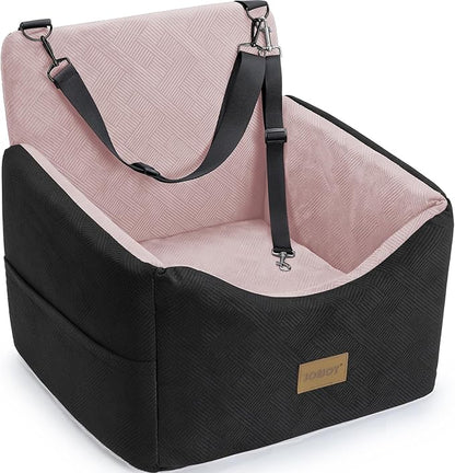 JOEJOY Dog Car Seats for Small Medium Dogs Under 35lbs, Dog Booster Seat with Detachable Washable Cover and Cushion, Memory Foam Pet Car Seat with Safety Belt and Storage Pockets (BP)