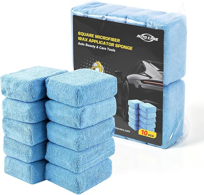 Autocare 10 Pack Car Wax Applicator Pad Rectangle Foam Premium Grade Microfiber Applicator Pads