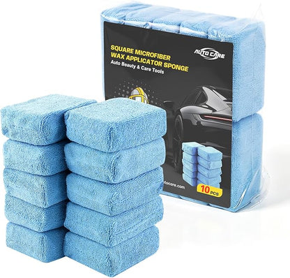 Autocare 10 Pack Car Wax Applicator Pad Rectangle Foam Premium Grade Microfiber Applicator Pads