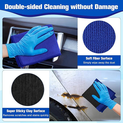 Clay Towel 12 x 12 Inch, Blue Clay Bar Towel for Auto Detailing Microfiber Car Cloth Cleaner Automotive for Car Detailing
