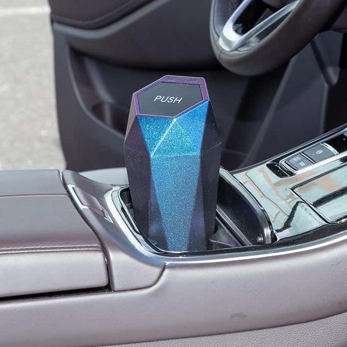 Car Trash Can Portable 3.5" Width 7.9" Height Trash Bin Plastic Gradient Blue 1 Pcs