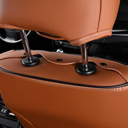 FLORICH Leather Seat Covers, Seat Covers Full Set, Car Seat Protectors 5 Seats,Automotive Seat Covers Fit for Most Cars Trucks-Brown&Black