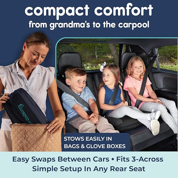 Hiccapop UberBoost Inflatable Booster Car Seat | Blow up Narrow Backless Booster Car Seat for Travel | Portable Booster Seat for Toddlers, Kids, Child | Black/Gray