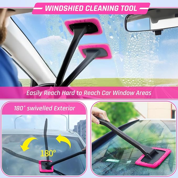 34PCS Car Detailing Brush Set, Car Detailing Kit, Car Detailing Brushes, Car Cleaning Kit, Professional Car Care kit - Car Wash Brush kit for Interior Exterior Wheels, Pink Car Accessories for Women