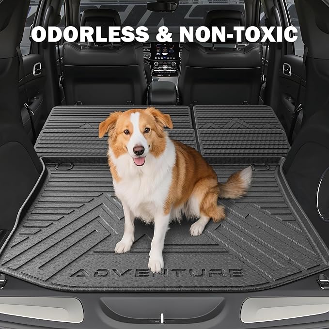 KUST Floor Mats for 2022-2026 Jeep Grand Cherokee Accessories 5 Seats (Include 4XE, Not for WK & L), All Weather Floor Liners & Cargo Trunk Mat & Rear Backrest Mats, TPE Rubber, Raised Edge