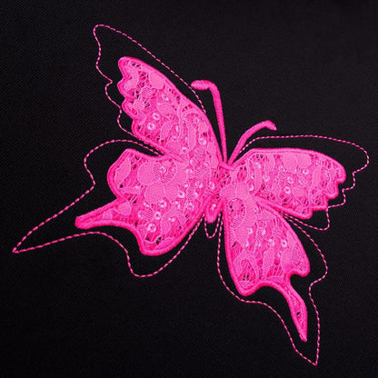 Flying Banner Butterfly car seat Covers ful Set Fashion Universal Lady Woman Female Rear Bench Split Colorized (Black Rose Red, Full Set - Lace)