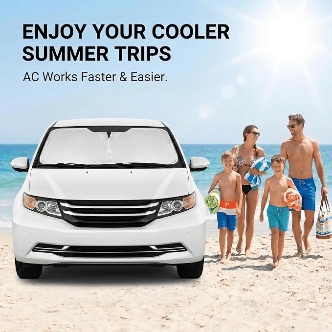 for Honda Odyssey Windshield Sun Shade 2011-2017, Double Layer 240T Front Window Visor, Custom Fit Foldable Sun Visor, UV Ray Blocker, Summer Car Accessory