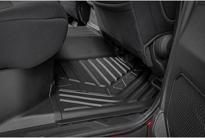 Rough Country Flex-Fit Floor Mats for Toyota Tundra (2022–2025) Crew Cab - Front & Rear Set, Custom All-Weather Non-Slip TPE Liners w/Spill Saver Lip