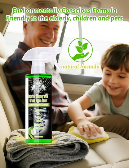 Kingvo Interior Car Cleaner, Car Seat Cleaner Cleaning Kit Carpet Shiny Stuff Deep Cleans Rubber Floor Mat Truck,Green Apple Scent