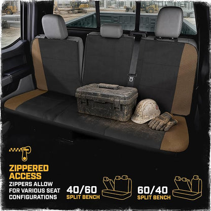 CAT MeshFlex Seat Covers Full Set for Full-Size Pickup Trucks Only - Beige | Front Bucket Seat Covers & 60/40 Split Rear Bench Protector – Interior Accessories For F-150, Silverado, Ram, Sierra & Tundra