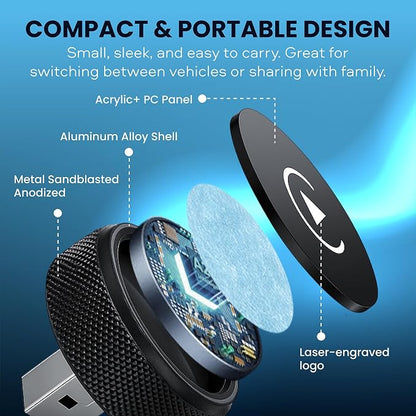 Wireless CarPlay & Android Auto Adapter – 2026 Circle Edition | Converts Wired to Wireless, Plug & Play Dongle, Fast Auto-Connect for iPhone iOS 10+ & Android 11+