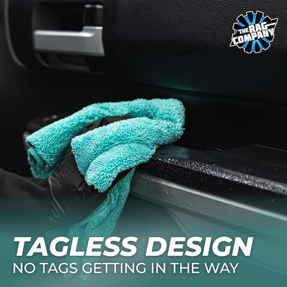 The Rag Company - The Creature Edgeless Microfiber Detailing Towels – 420GSM Professional Grade All-Purpose Cloths for Wax, Polish, & Sealant Removal, Teal, 16in x 16in (10-Pack)