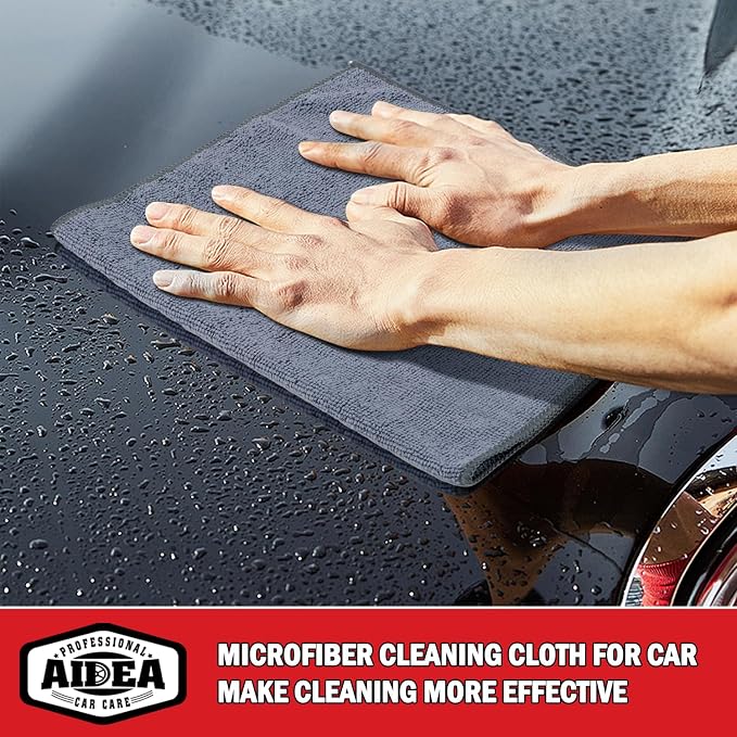 AIDEA Microfiber Cleaning Cloth 12 Pack, Microfiber Towels for Cars, Soft & Absorbent Cleaning Rags, Premium Lint Free Shop Towels for House, Kitchen, Car, 12inx16in