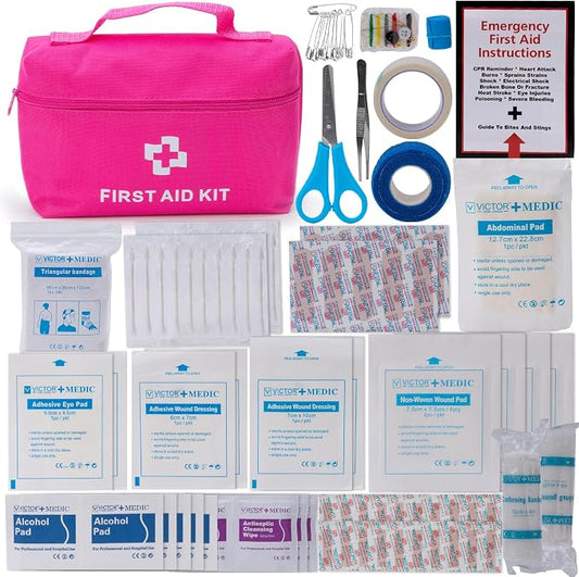 CALBEAU Roadside Emergency Car Kit for Vehicles, Pink Emergency Roadside Assistance kit with Car First Aid Kit, Thoughtful Car Emergency Kit for Women, Men, New Drivers and Adventurers Gifts