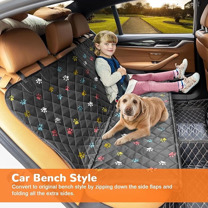 URPOWER Dog Car Seat Cover for Pets 100% Waterproof Seat Cover Hammock 600D Heavy Duty Scratch Proof Nonslip Durable Soft Back Seat Covers for Cars Trucks and SUVs